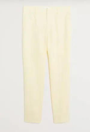 Mango Linen Straight Pants in Yellow Size 4 thumbnail 4
