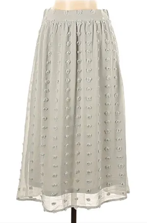 Polagram‎ -1925 Tulle Mesh Skirt Light Grey Midi Length Boho Balletcore Large thumbnail 1