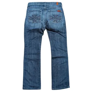 7 For All Mankind 26 Edie Jeans Slim Straight Leg Dark Faded Wash Made In USA thumbnail 2