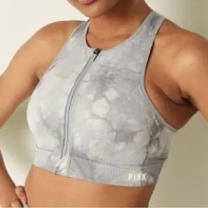 Victoria’s Secret pink gray tie dye active zip up sports bra large thumbnail 1