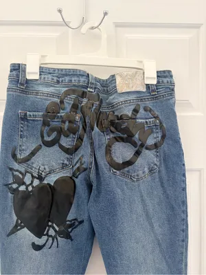 Ed Hardy Blue Graphic Embroidered Bootcut Jeans thumbnail 7