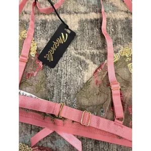 Mapale Pink Garden Two Piece Lingerie Set Embroidered Sz S NWT thumbnail 12