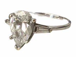Women’s 14K Pear Shape White Gold CZ Zirconia Wedding Or Engagement Sz 10 Ring thumbnail 5