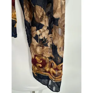 Vtg Liz Claiborne Black Floral Sheer Scarf Evening Cottagecore Grandma Coastal thumbnail 3