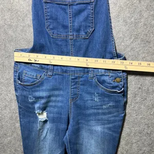 Wax Jean Distressed Denim Overalls Medium‎ Wash Skinny Leg Blue M thumbnail 3