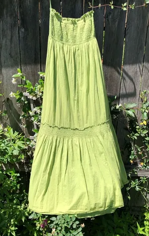 NEW YORK & CO Green Strapless Cotton Maxi Dress Small thumbnail 1