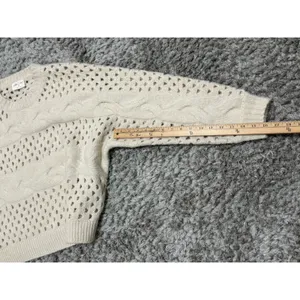 Allie Rose Cream Cable Knit Open Stitch Sweater Womens Size M Oversized Crochet Pullover thumbnail 14