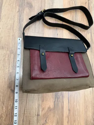 Madewell Leather Colorblock Satchel Crossbody Messenger Bag Burgundy thumbnail 10