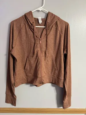 Yogalicious Lux Women's Zip Hoodie Light Brown in Size Medium thumbnail 6
