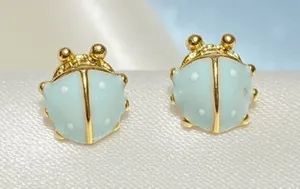 Blue Ladybug Stud Earrings thumbnail 1