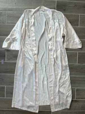 Vintage Dentelle Light Pink Robe & Slip Set Size L thumbnail 6