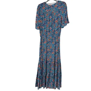 Anthropologie Sunday Mi Amor‎ Floral Tiered Maxi Dress M Boho Tassel Cottage thumbnail 2