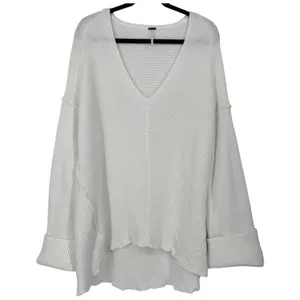 Free People La Brea Oversized V-Neck Chunky Long Sleeve Knit Sweater Size Medium thumbnail 6
