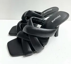 Abound Sandals Womens Size 8 Black Open Square Toe Woven Stiletto Heels‎ thumbnail 1