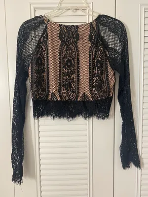 Charlotte Russe Black lace shirt thumbnail 2