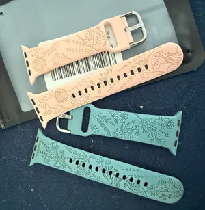 2 Pack Flower Engraved Silicone Apple Watch Bands 38/40/41mm Pink Cactus Floral thumbnail 1