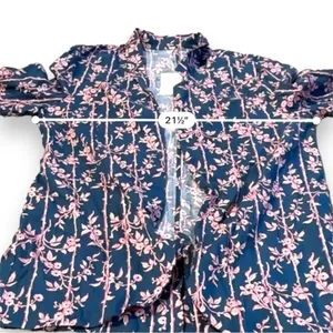 Free People Poolside Navy Blue & Pink Floral 3 Piece Set Sz‎ L thumbnail 11