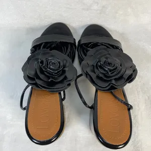 Lovella Flower Heels Block Heel Sandals‎ Strappy Party Shoes Black Size 9/39 thumbnail 5
