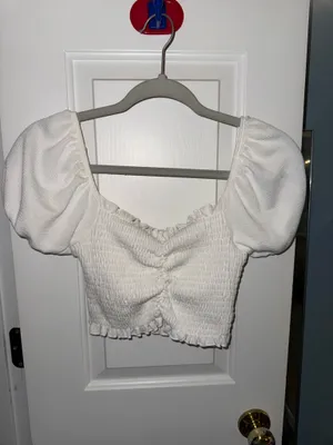 Altar'd State White Puff Sleeve Top thumbnail 1