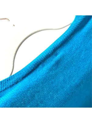 Halogen Teal 100% Cashmere V-Neck Sweater Long Sleeve Size Small thumbnail 7