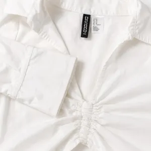 H&M Divided White Ruched Bell Sleeve Crop Top Y2K Coquette M thumbnail 3