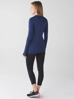 Lululemon Swiftly Tech‎ Long Sleeve Crew Heathered Sapphire Blue Size 8 thumbnail 3