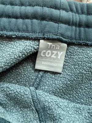 Aritzia TNA Cozy Fleece Cutoff Boyfriend Sweat Shorts Blue Small thumbnail 5