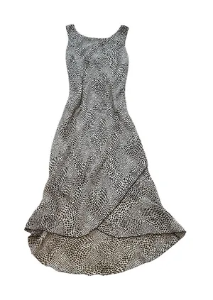 Believe Brown Cream Polka Dot Bias Cut Midi Dress Sleeveless Feminine Party thumbnail 1