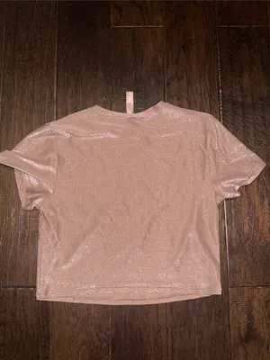 Skims Shimmery Pink Short-Sleeve Women's Crop Top XL thumbnail 4
