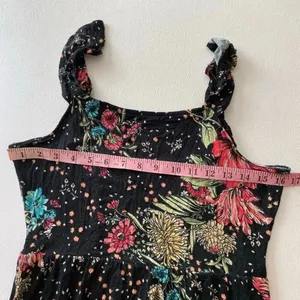 Maurices 24/7 Floral Midi Dress Medium Black Ruffle Strap Boho Cottagecore thumbnail 5
