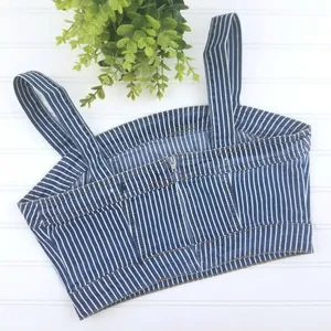 Forever 21 Striped Denim Crop Top and Wide Leg Jean 2 Piece Set Size Small thumbnail 14