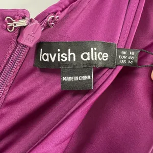Lavish Alice Mya Midi‎ Dress Size 14 Off Shoulder Cocktail Satin Ruched Purple thumbnail 11