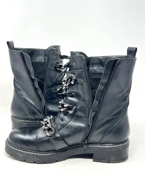 Kurt Geiger London Storm Chain Combat Moto Boots Black Leather EU 40.5 US 9.5 thumbnail 5