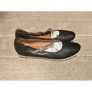 Clarks Cushion Soft Black Leather Mary Jane Flats Metallic Strap Wmns 8.5 Ortho thumbnail 4