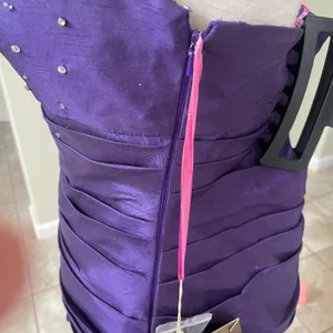 Cinderella Divine Purple‎ Strapless Embellished Ruffle Party Dress Size M NWT thumbnail 5