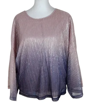 Anthropologie Metallic Gray and Pink Top Size Medium Anthropologie Ombre Blouse thumbnail 1