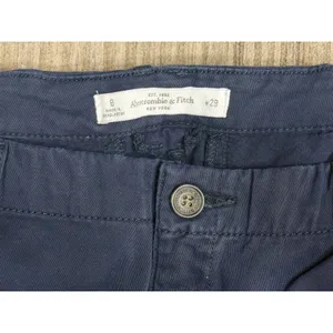 Y2K A&F Low Rise Cuffed Fishermen Shorts Blue Chino White Moose Indie Prep Sz 8 thumbnail 7
