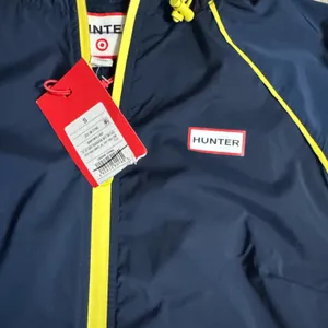 Hunter for Target Navy Blue Hooded Rain Vest with Yellow Trim thumbnail 5