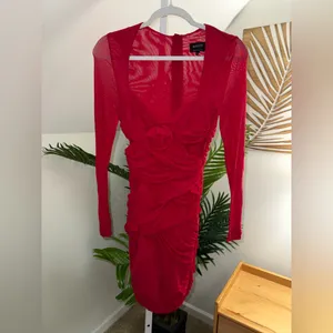Bardot Pippa Mesh Mini‎ Dress In Fire Red Size Small US 4 thumbnail 5