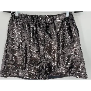 Sincerely Jules Shorts Womens Small Silver Sequin Hot Pants Elastic Waist Party thumbnail 2