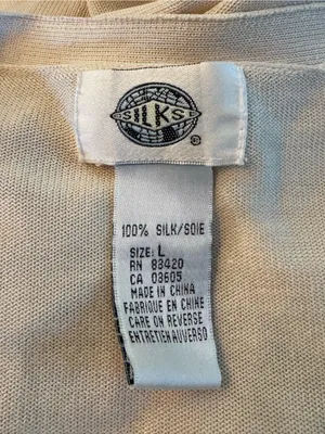 Silks 100% silk Light Cream V-Neck Button-Front Cardigan Sweater thumbnail 6
