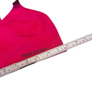 New Balance Seamless Racerback Sports Bra Pink Medium Yoga Gym Logo Flaw Top GUC thumbnail 9