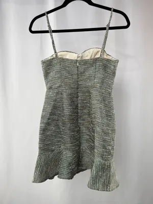 Lovers + Friends Tweed Aubrey Ruffle Hem Mini‎ Dress in Metallic Green Size XS thumbnail 5