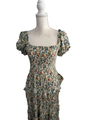 BAND OF THE FREE Floral Smocked Midi Dress Size Small thumbnail 6