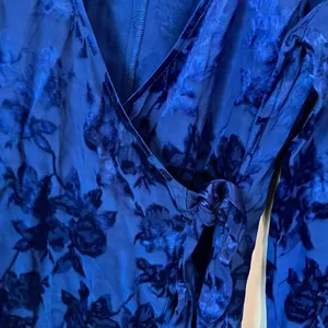 Majorelle Bedford Mini Dress cobalt blue floral satin wrap Small #800 thumbnail 7
