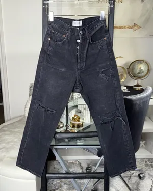 Agolde 90s Crop High Rise Distressed Black Jeans Womens Size 25 EUC thumbnail 1