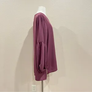 Maurices Mauve Pink Lantern Sleeve Lattice Neck Blouse Size Large thumbnail 8