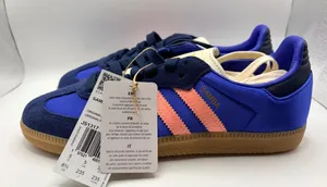 Adidas Samba OG W Women’s 6.5 Blue Pink Gum Sole Suede Satin Sneakers JS1317 thumbnail 1