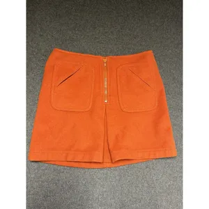 Vintage Y2K Women's Gap Wool Orange Mini Skirt, Size 6 Mad Men Retro‎ thumbnail 2