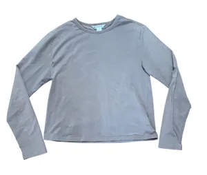 Athleta Taupe Brown Supima Cotton Long Sleeve Top Womens Small Minimalist Fall thumbnail 1